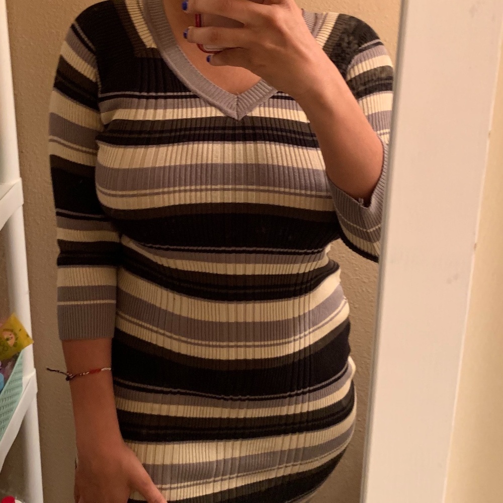Striped Fitted Knit Dress